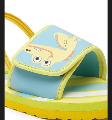 Comfortable Crocodile Kids Sliders with Cartoon Design | Anti‑Slip EVA Open Toe Beach Pool Footwear | Lightweight Toddler Boys Girls Slides thumbnail 2