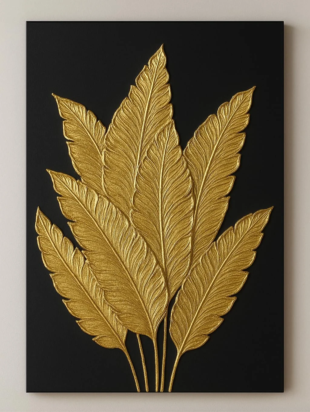 Luxurious Gold Leaf Wall Art Decor Metal or Canvas Premium Home Wall Decor Elegant Botanical Sculpture Statement Art for Living Room Bedroom Office Interior image 3