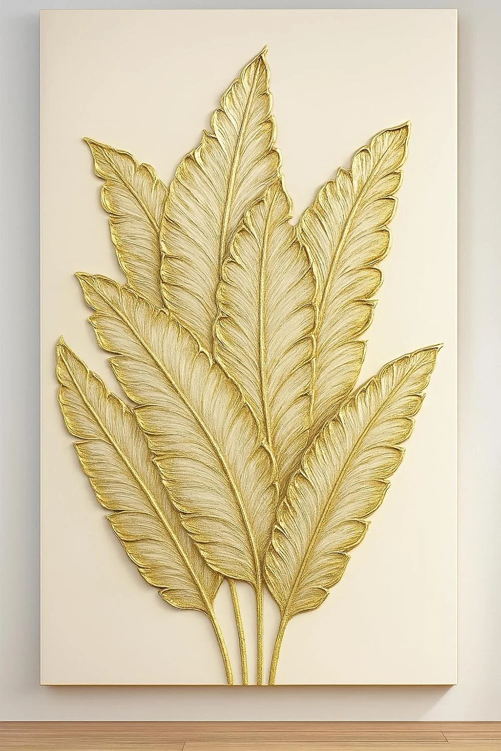 Luxurious Gold Leaf Wall Art Decor Metal or Canvas Premium Home Wall Decor Elegant Botanical Sculpture Statement Art for Living Room Bedroom Office Interior image 1