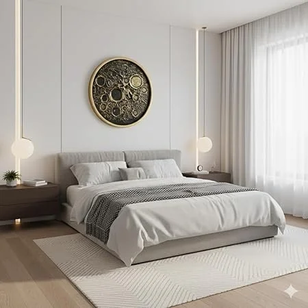 Antique Gold and Black Round Decorative Wall Art for Living Room Bedroom Office, Premium Elegant Home Wall Decor, Modern Luxury Handmade Accent Piece  image 3