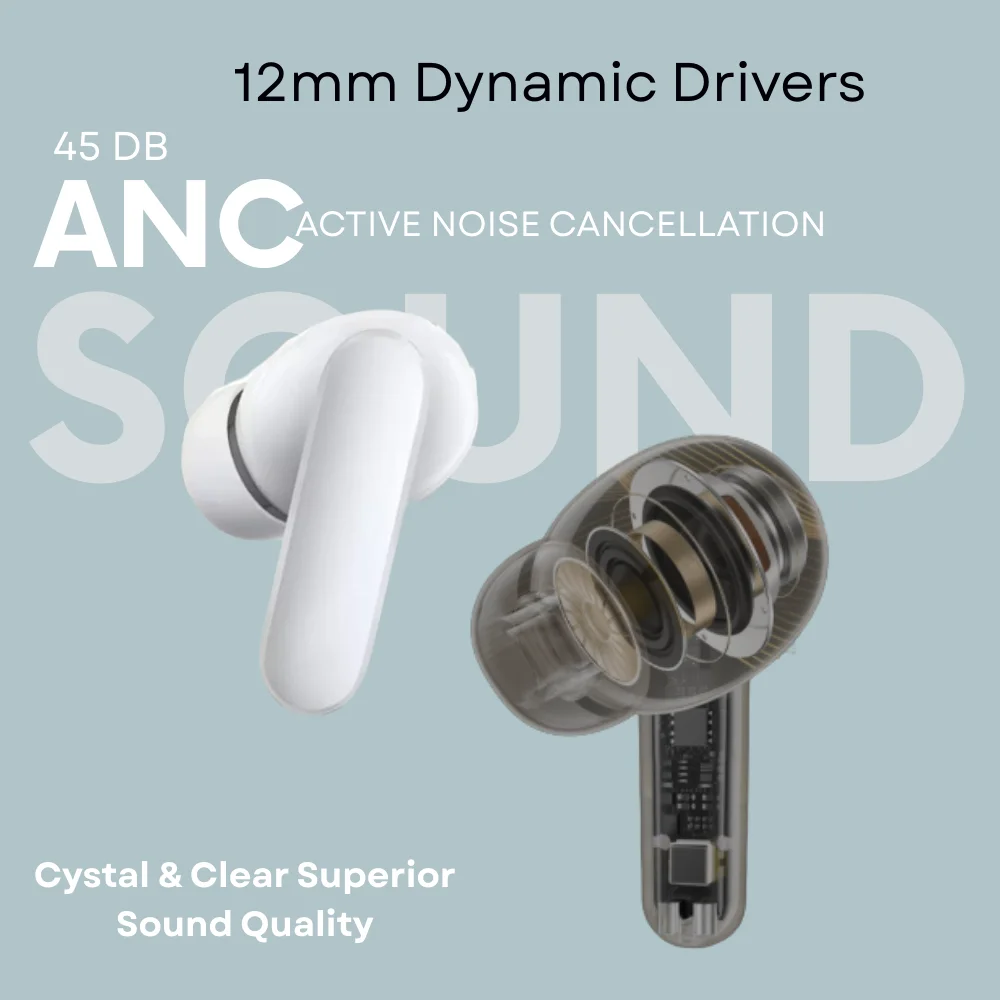 VelonPro TWS 40H Playtime, 12mm Drivers, Low Lantcy & 6HD mics Voice Assistant Bluetooth Earbuds image 3