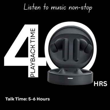 VelonPro TWS 40H Playtime, 12mm Drivers, Low Lantcy & 6HD mics Voice Assistant Bluetooth Earbuds- Black thumbnail 1