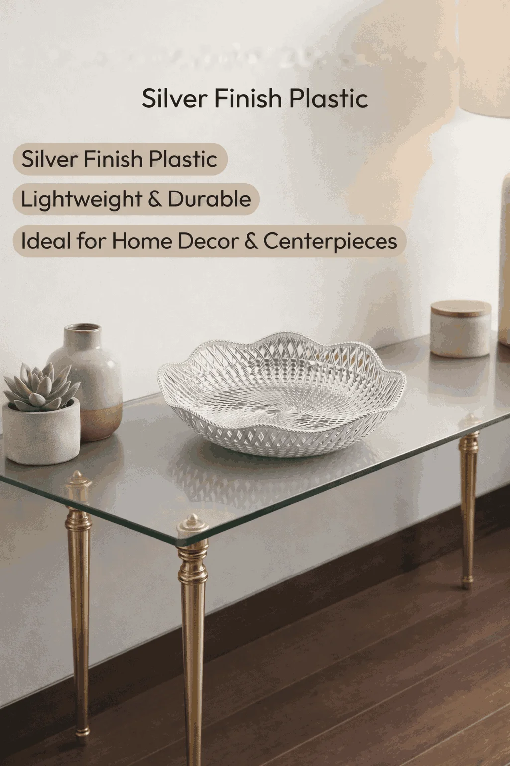 Silver Coated Decorative Plastic Bowl | Premium Designer Serving Bowl for Dry Fruits, Sweets, Pooja & Home Decor | Perfect for Gifting & Festival Use image 3