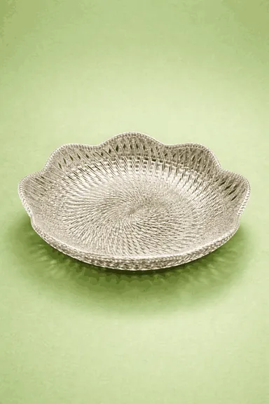 Silver Coated Decorative Plastic Bowl | Premium Designer Serving Bowl for Dry Fruits, Sweets, Pooja & Home Decor | Perfect for Gifting & Festival Use thumbnail 4