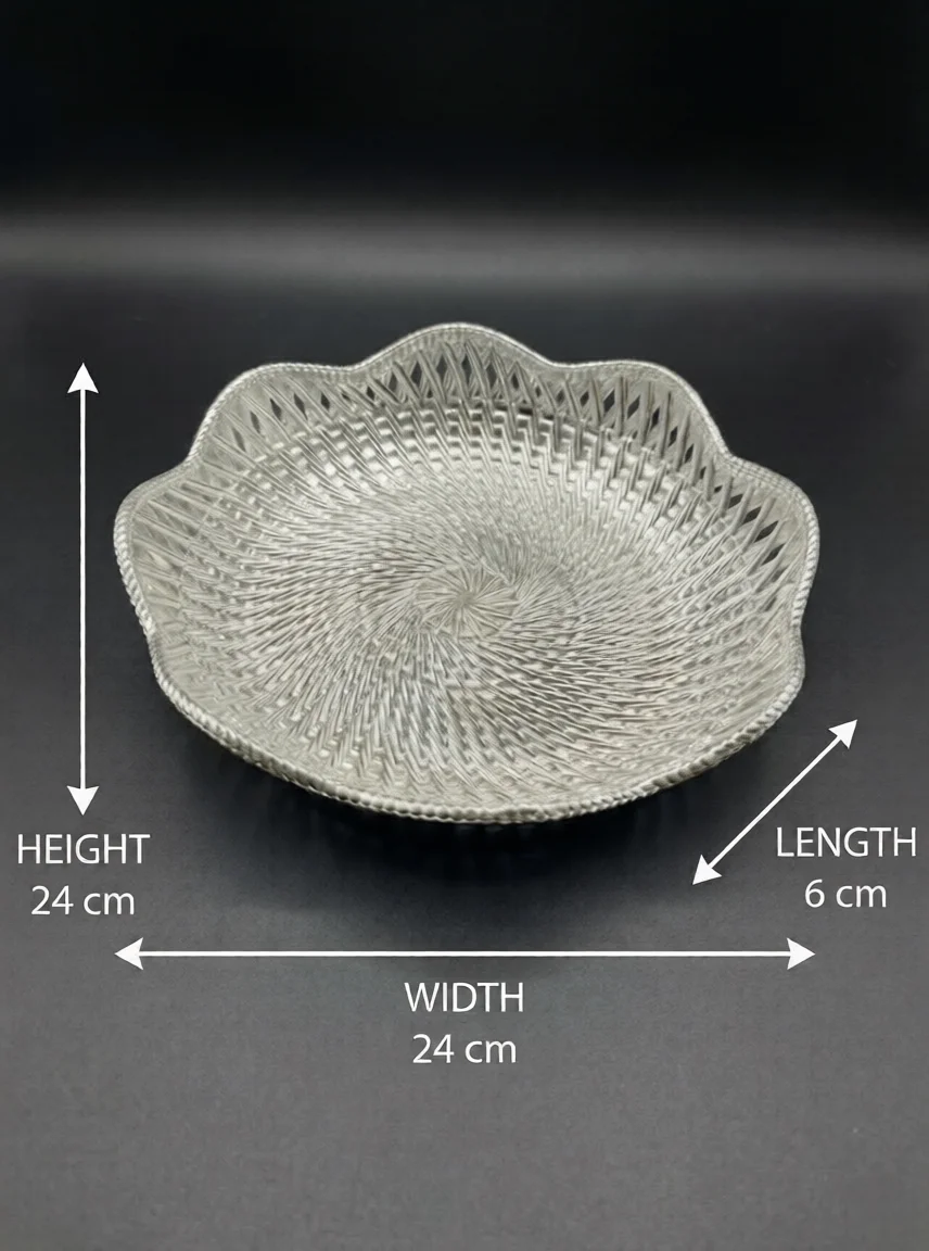 Silver Coated Decorative Plastic Bowl | Premium Designer Serving Bowl for Dry Fruits, Sweets, Pooja & Home Decor | Perfect for Gifting & Festival Use image 2