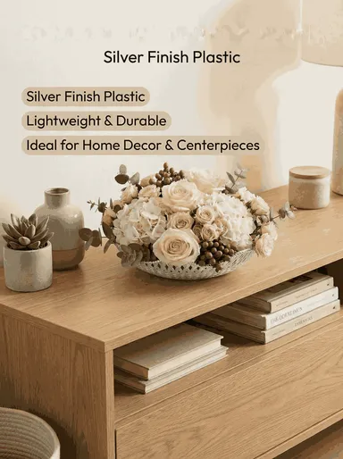 Silver Coated Decorative Plastic Bowl | Premium Designer Serving Bowl for Dry Fruits, Sweets, Pooja & Home Decor | Perfect for Gifting & Festival Use thumbnail 3
