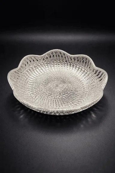 Silver Coated Decorative Plastic Bowl | Premium Designer Serving Bowl for Dry Fruits, Sweets, Pooja & Home Decor | Perfect for Gifting & Festival Use thumbnail 4