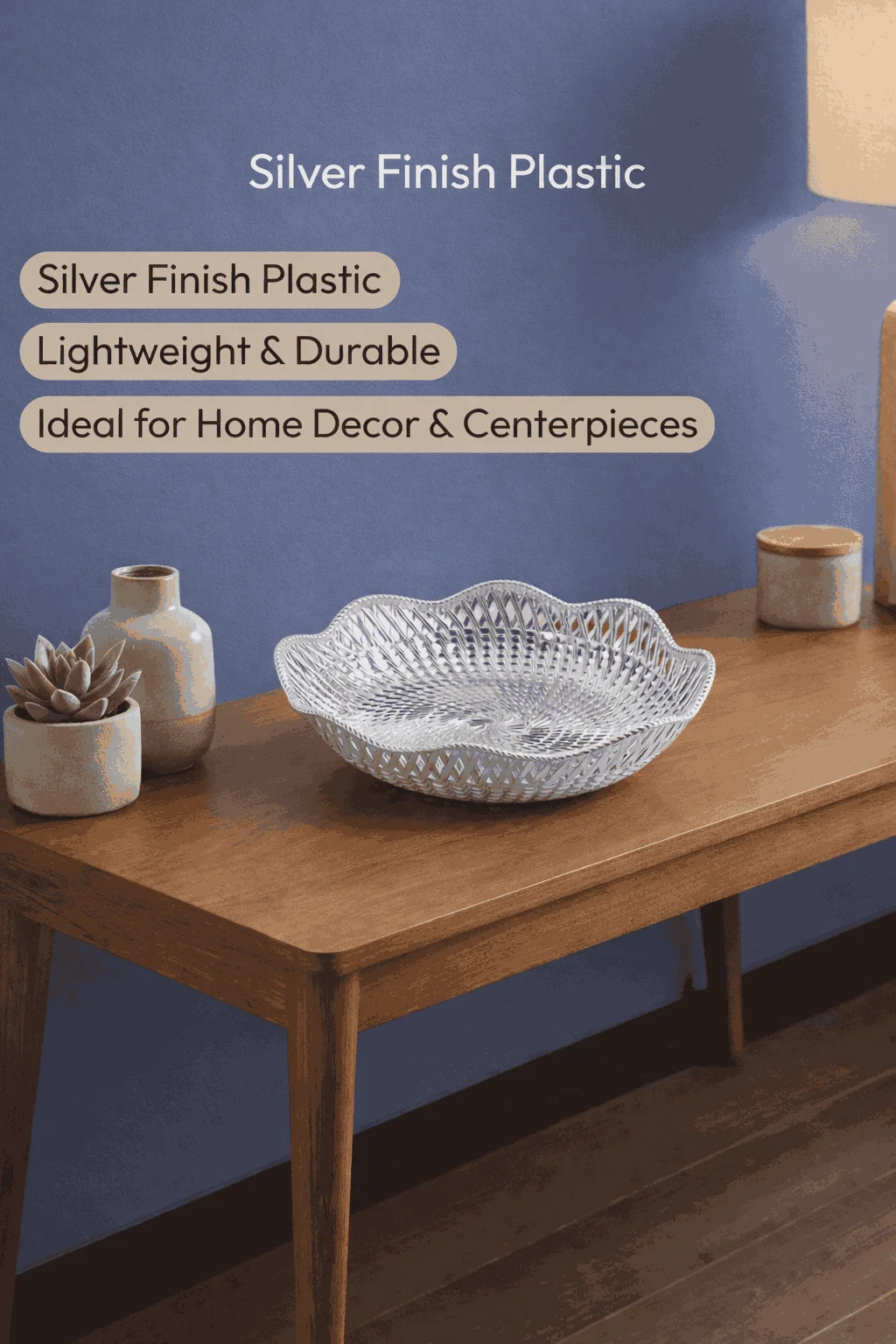 Multipurpose Silver Finish Plastic Bowl | Decorative Dry Fruit & Prasad Bowl | Home & Festival Table Decor image 3