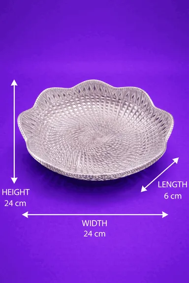 Silver Decorative Serving Bowl | Plastic Festival & Wedding Gift Bowl | Elegant Center Table & Dining Decor Item thumbnail 1
