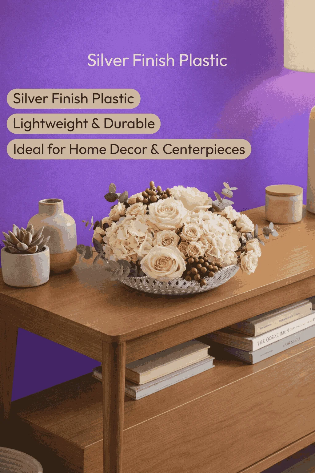 Silver Decorative Serving Bowl | Plastic Festival & Wedding Gift Bowl | Elegant Center Table & Dining Decor Item image 4