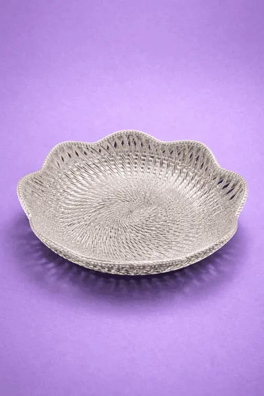 Silver Decorative Serving Bowl | Plastic Festival & Wedding Gift Bowl | Elegant Center Table & Dining Decor Item thumbnail 4