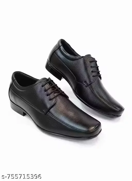 Men’s Black Formal Lace-Up Shoes – Textured Synthetic Leather Office & Party Wear Size 6 image 4
