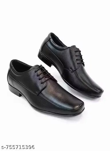 Men’s Black Formal Lace-Up Shoes – Textured Synthetic Leather Office & Party Wear Size 6 thumbnail 3