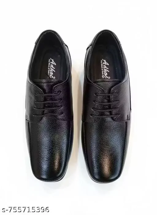 Men’s Black Formal Lace-Up Shoes – Textured Synthetic Leather Office & Party Wear Size 7 image 2