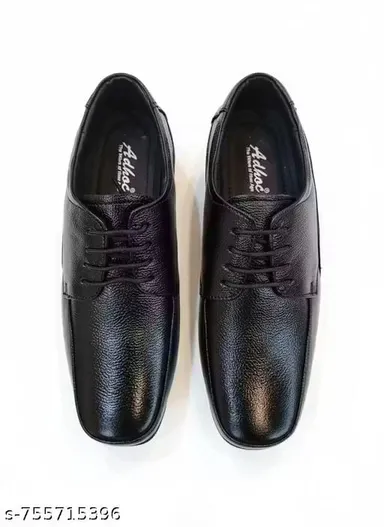 Men’s Black Formal Lace-Up Shoes – Textured Synthetic Leather Office & Party Wear Size 8 thumbnail 1