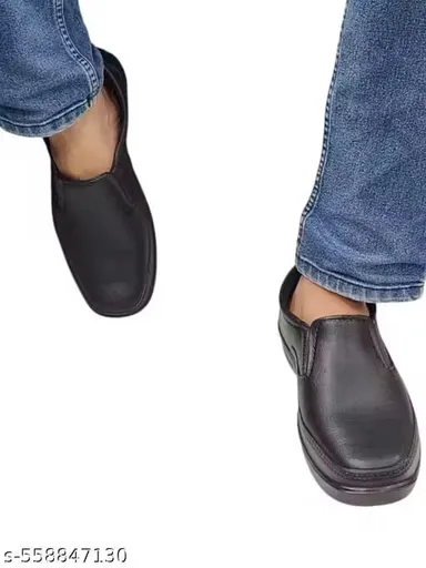 Men’s Black Formal Rubber Slip-On Shoes – Lightweight Waterproof Office & Daily Wear Footwear size 6 thumbnail 2