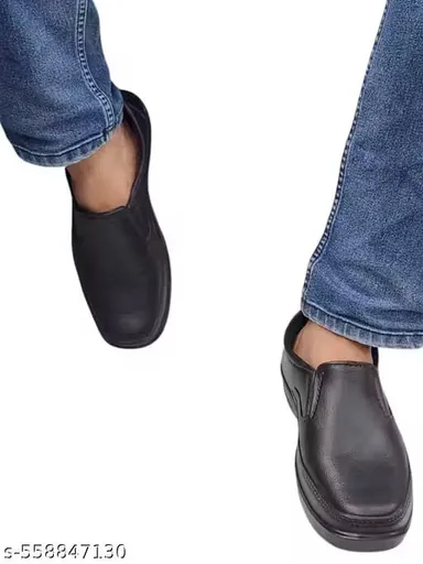 Men’s Black Formal Rubber Slip-On Shoes – Lightweight Waterproof Office & Daily Wear Footwear size 10 thumbnail 1