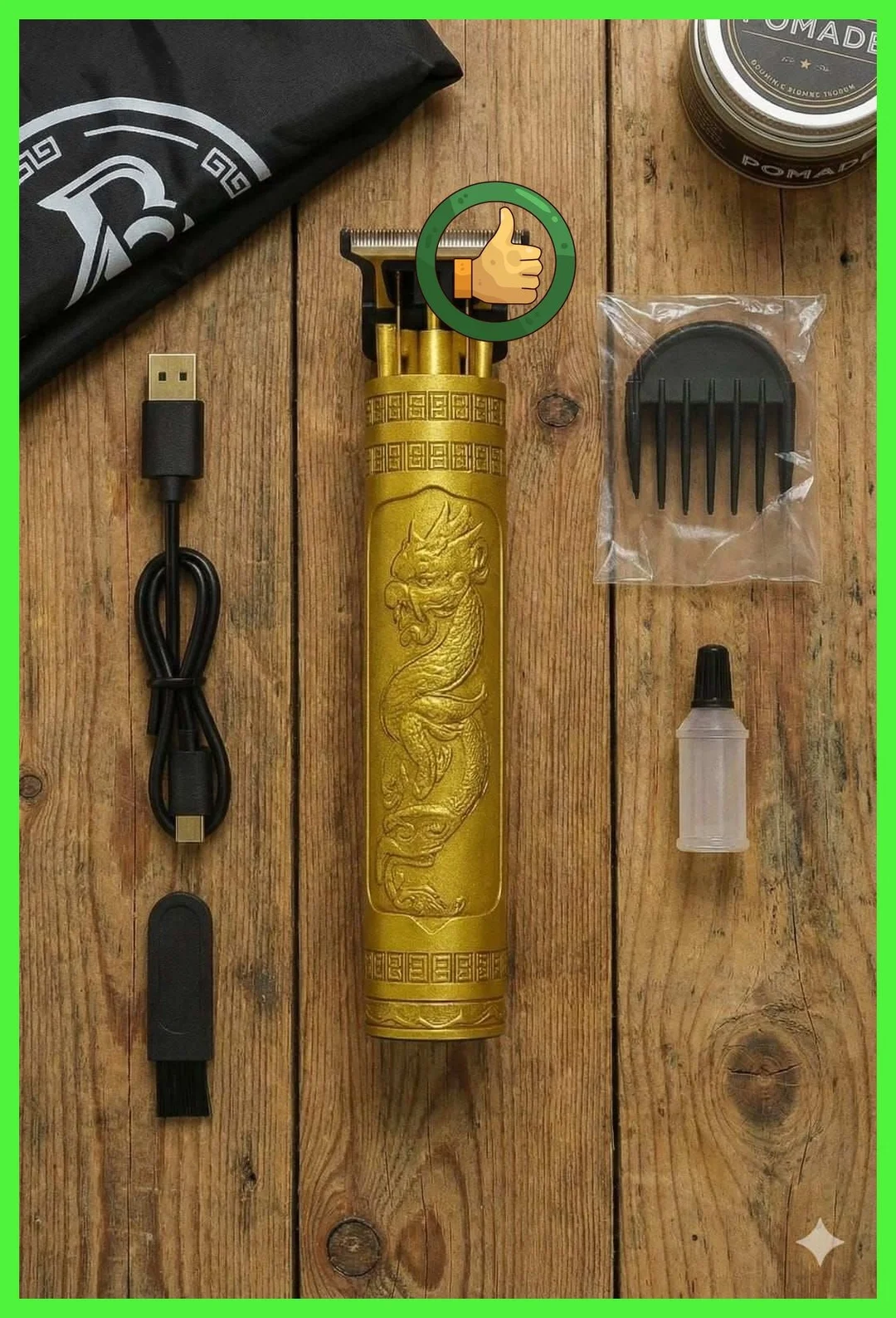 HAIR TRIMMER Hair Trimmer for Men with Golden Plastic Light Weight Body, Cordless, 4 Guide Combs, USB Rechargeable T9 Beard and Hair Clipper image 2