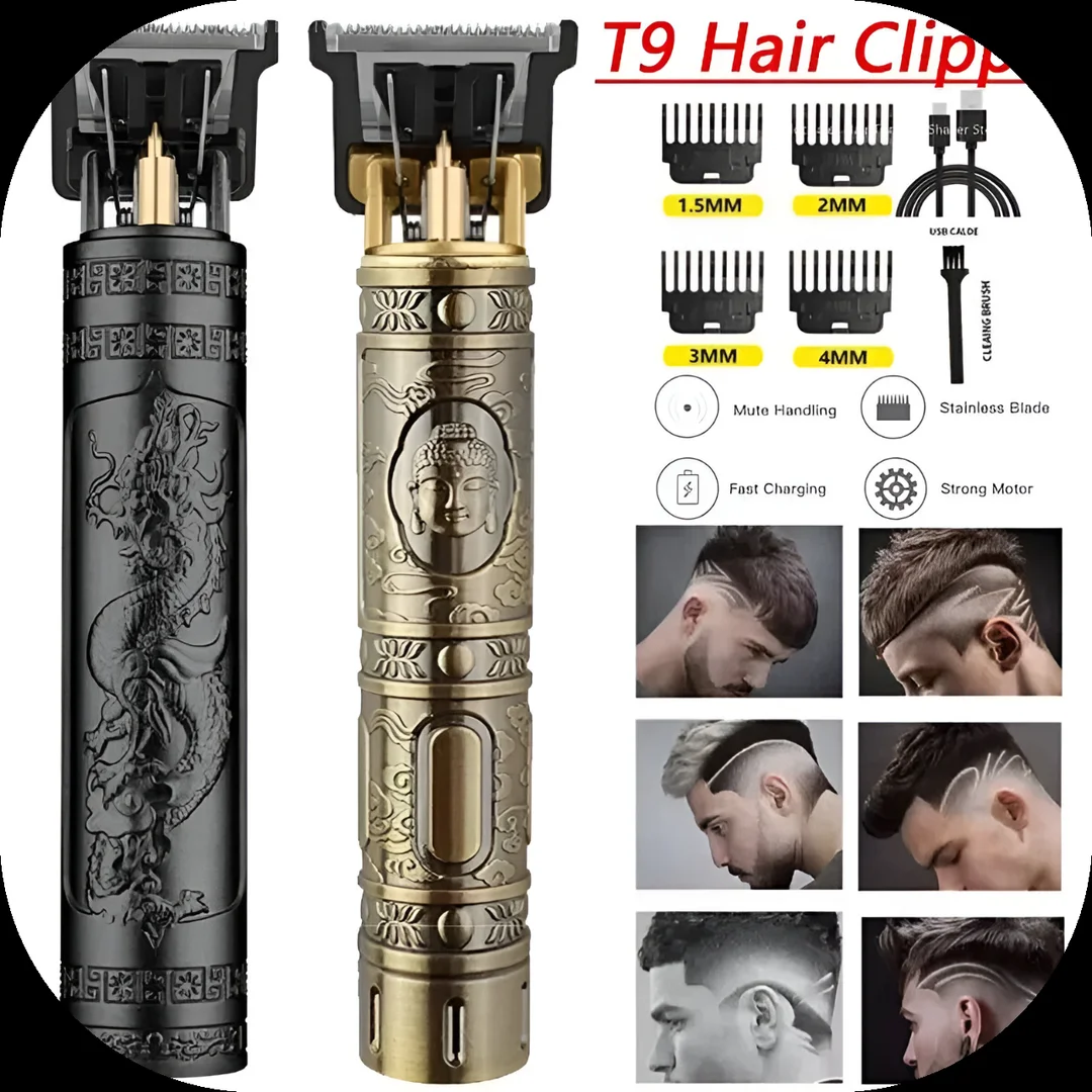 HAIR TRIMMER Hair Trimmer for Men with Golden Plastic Light Weight Body, Cordless, 4 Guide Combs, USB Rechargeable T9 Beard and Hair Clipper image 3