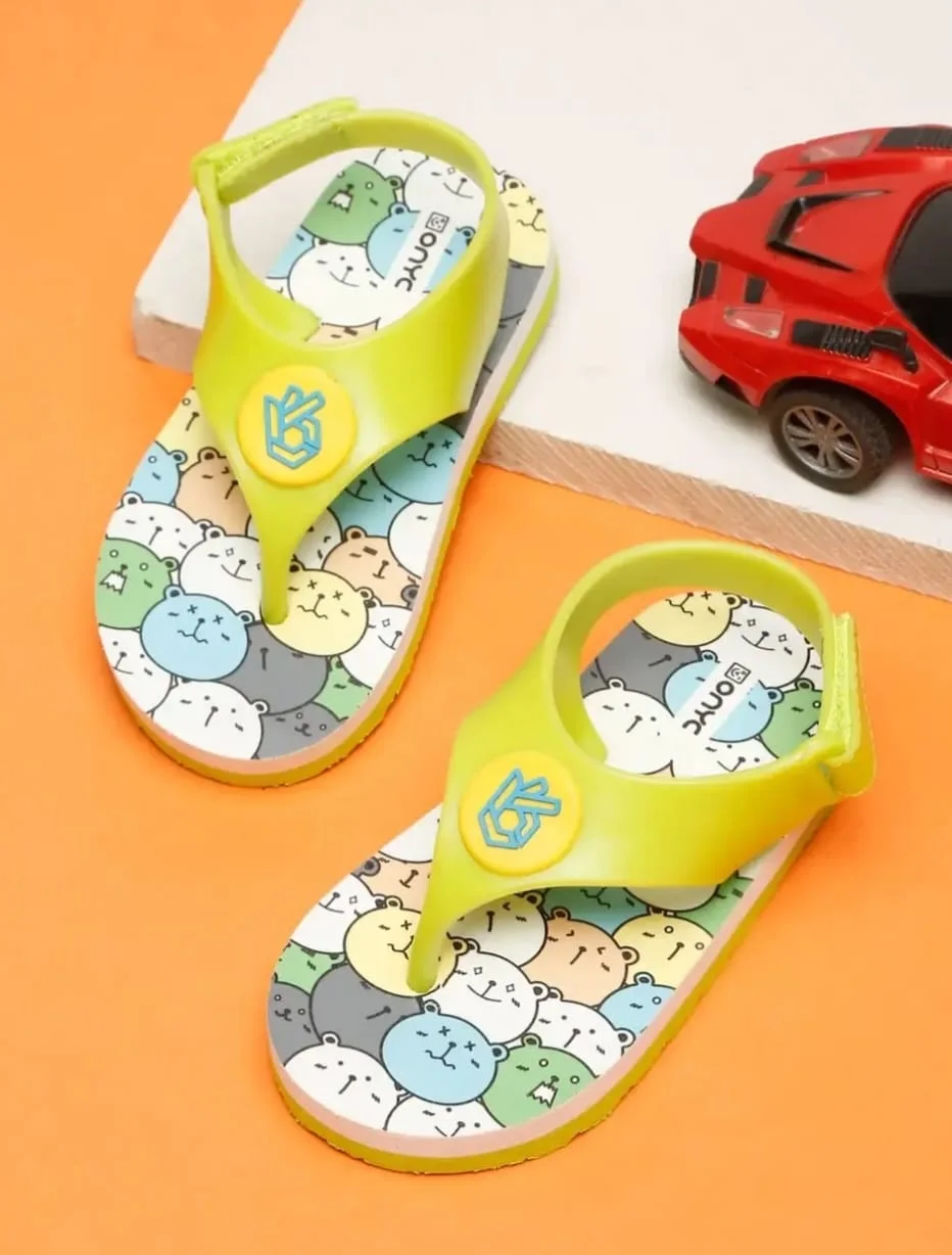 Premium Pumpkin Candy Flip‑flops for Toddlers Boys EVA Summer Kids Sandals Adjustable Back Strap Neon Green Comfortable Beach Everyday Wear Shoes image 1