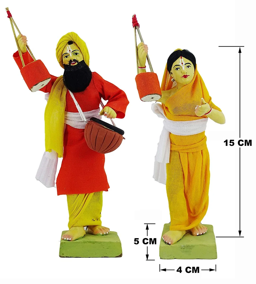 Handmade folk singer couple  Handicraft Figurine | Traditional Decorative Showpiece for Home & Office | Cultural Gift Item Golu dolls image 2