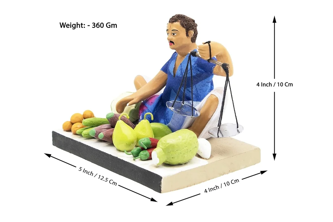 Handmade  vegetable seller  Handicraft Figurine | Traditional Decorative Showpiece for Home & Office | Cultural Gift Item Golu dolls image 3