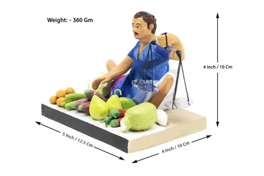 Handmade  vegetable seller  Handicraft Figurine | Traditional Decorative Showpiece for Home & Office | Cultural Gift Item Golu dolls thumbnail 2