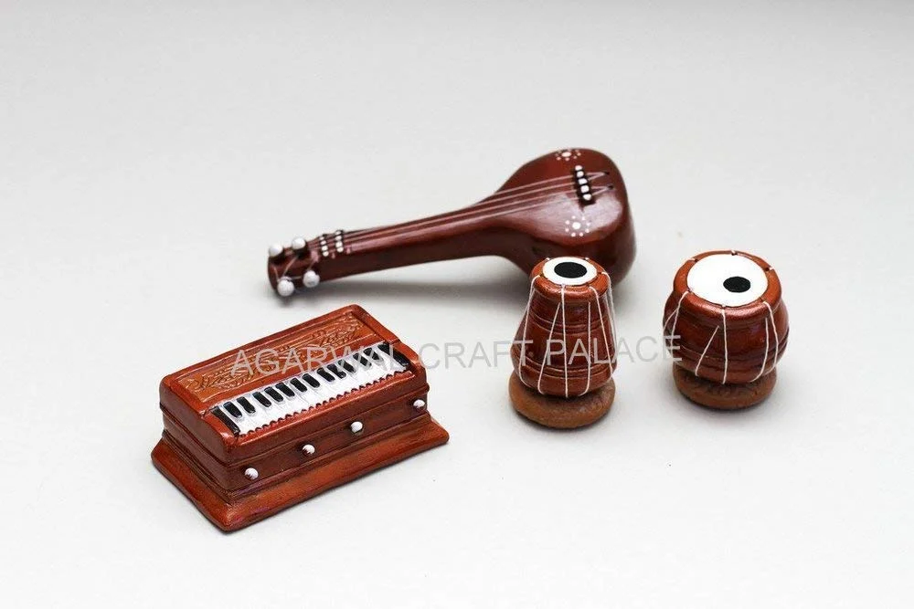 Terracotta Clay Miniature Musical Instrument Set with Tabla Sitar Harmonium Traditional Indian Handcrafted Home Decorative Showpiece Cultural Gift for Living Room Office Navratri Golu Décor image 1