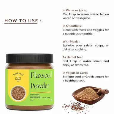 Trustmeds Ground Flaxseed Powder 300g (2×150g) | High Omega‑3 Alsi Powder for Heart Health Gut Digestion Weight Management Antioxidants & Fibre Superfood Natural Plant Nutrition 2 Jar Pack – 150g Each (Total 300g) 270 ML thumbnail 1