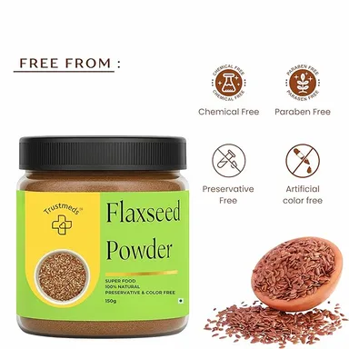 Trustmeds Ground Flaxseed Powder 300g (2×150g) | High Omega‑3 Alsi Powder for Heart Health Gut Digestion Weight Management Antioxidants & Fibre Superfood Natural Plant Nutrition 2 Jar Pack – 150g Each (Total 300g) 270 ML thumbnail 4
