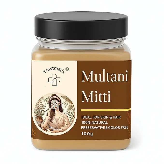 Trustmeds 100% Pure Multani Mitti Powder (100g) for Face & Hair – Natural Fuller’s Earth Clay for Oil Control, Tan Removal, Glowing Skin & Skincare DIY – Chemical & Preservative Free Trustmeds 100% Pure Multani Mitti Powder 100g – Face image 1