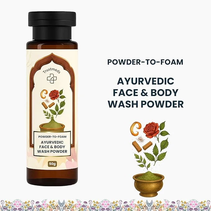 Trustmeds Ayurvedic Powder‑to‑Foam Face & Body Wash Powder 50g + Vitamin C Aloe Vera Neem Face Gel 50g Combo Deep Cleansing Brightening Natural Skin Care Kit Chemical‑Free Daily Use Trustmeds Face & Body Wash 50g + Aloe Neem Gel 50g Combo 16 image 5