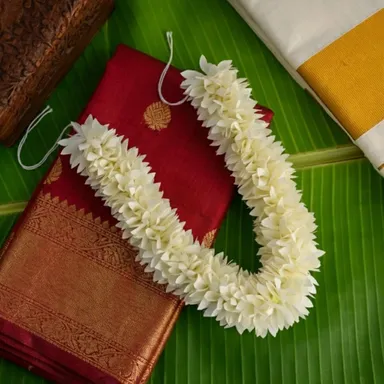 Artificial Jasmine Mogra Flower Hair Gajra, Garland Juda Decoration Phool for Women, Hair Accessories Realistic Juda Bun Mallipoo (White) thumbnail 2