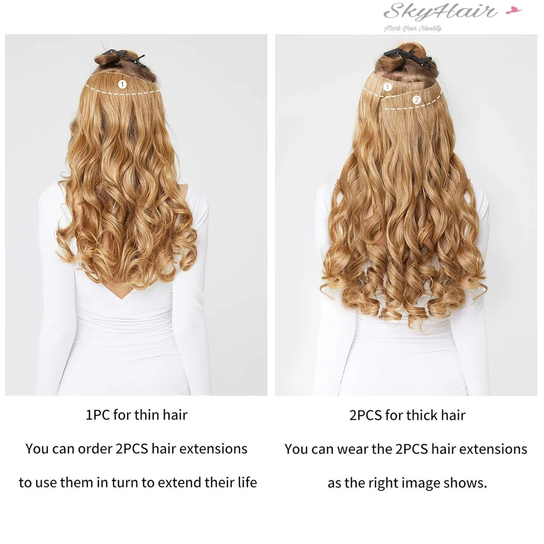 LIGHT BLONDE WITH DARK BROWN HIGHLIGHTS 5 Clips based Curly/Wavy PREMIUM Matte Finish Hair Extensions | Instant Volume and Length Clip In Volumizer for Women and Girls | 24 Inches Hair Length image 3