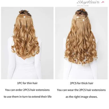LIGHT BLONDE WITH DARK BROWN HIGHLIGHTS 5 Clips based Curly/Wavy PREMIUM Matte Finish Hair Extensions | Instant Volume and Length Clip In Volumizer for Women and Girls | 24 Inches Hair Length thumbnail 2