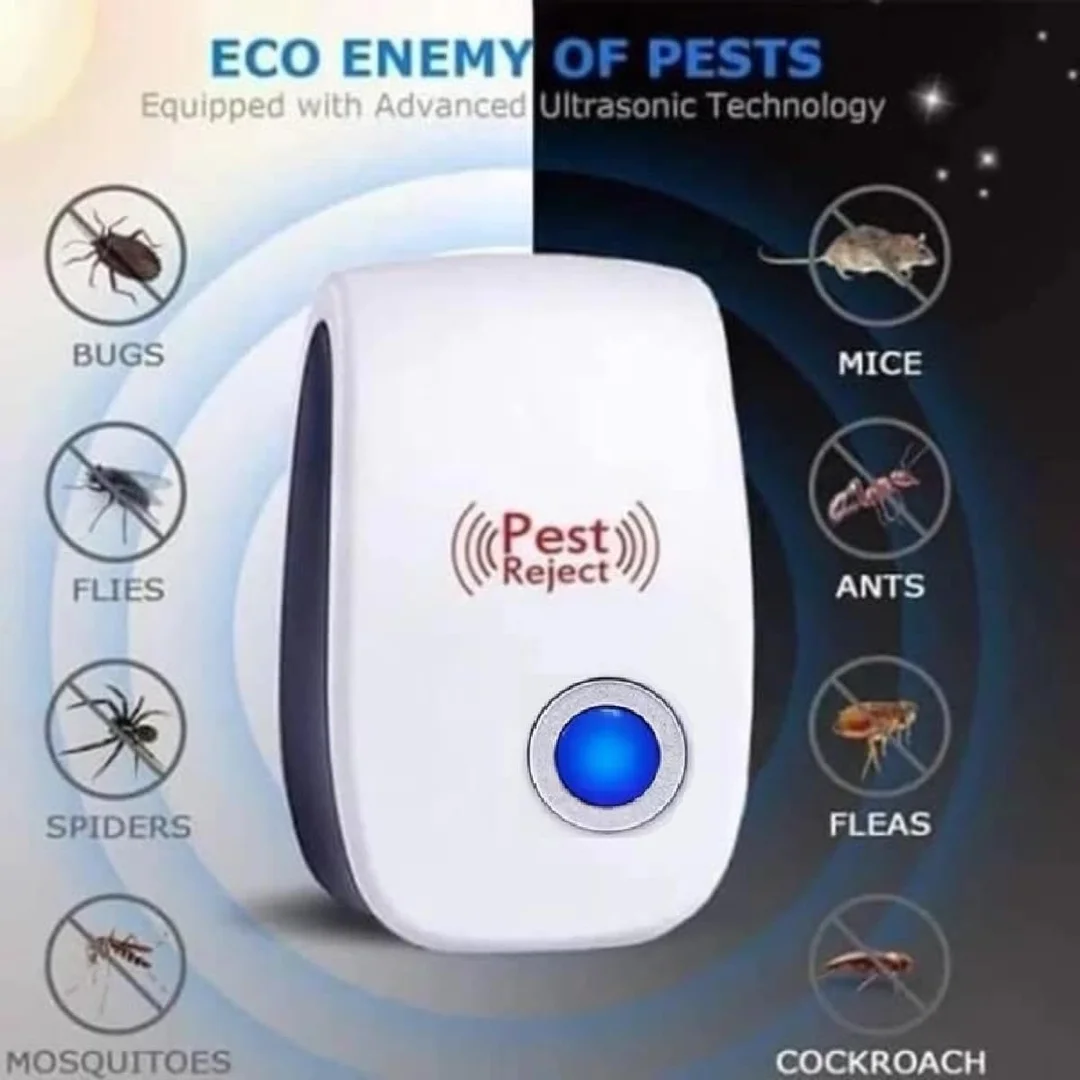 Ultrasonic Pest Repellent to Repel Rats, Cockroach, Mosquito, Home Pest and Rodent Repelling Aid for Mosquito, Cockroaches, Ants Spider Insect Pest Control Electric (White-Blue) image 2