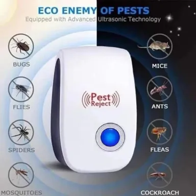 Ultrasonic Pest Repellent to Repel Rats, Cockroach, Mosquito, Home Pest and Rodent Repelling Aid for Mosquito, Cockroaches, Ants Spider Insect Pest Control Electric (White-Blue) thumbnail 1