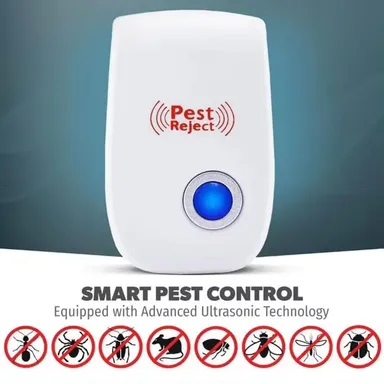 Ultrasonic Pest Repellent to Repel Rats, Cockroach, Mosquito, Home Pest and Rodent Repelling Aid for Mosquito, Cockroaches, Ants Spider Insect Pest Control Electric (White-Blue) thumbnail 2