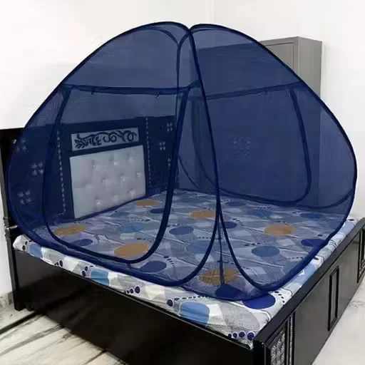 Double Bed Mosquito Net Tent Style 78x78x54 Inch Polyester Foldable King Queen Single Bed Size Washable Zipper Door Indoor Protection Net India image 1