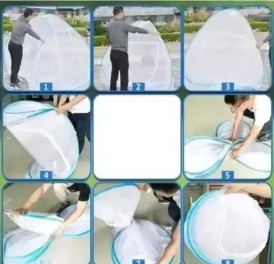 Mosquito Net for Double Bed 6x6 Feet Blue Breathable Polyester Mesh Premium Insect Protection Machardani India Bite Free Sleeping Solution thumbnail 2