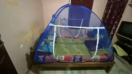 Double Bed Mosquito Net Machardani Foldable Polyester Mesh Anti‑Insect Canopy 6×6 ft Breathable Protection for Bedroom Adults Kids Monsoon image 2
