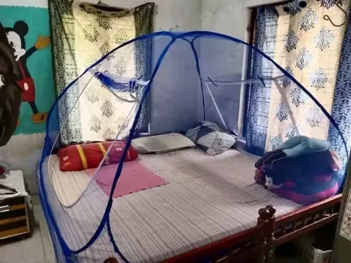 Double Bed Mosquito Net Machardani Foldable Polyester Mesh Anti‑Insect Canopy 6×6 ft Breathable Protection for Bedroom Adults Kids Monsoon image 1