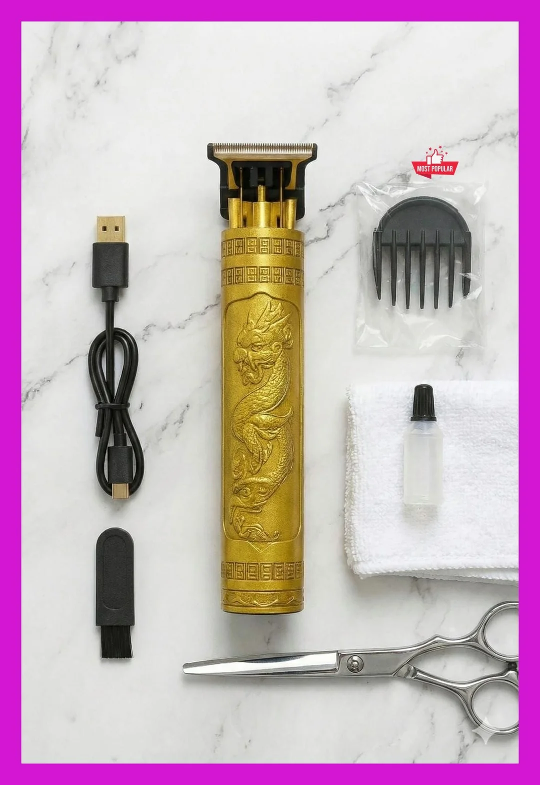 T9 Vintage Hair Trimmer Salon Series | Fully Waterproof Professional Trimmer, 60-Minute Runtime, 4 Length Settings, Battery Powered image 1