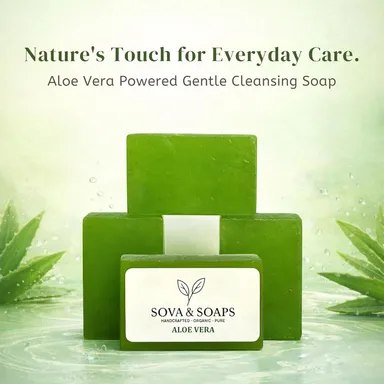 Sova & Soaps Aloe Vera Moisturizing Soap Bars Value Pack of 4 | All‑Natural pH Balanced Herbal Formula for Sensitive Skin Daily Body Care Moisture Retention Refreshing Cleanse thumbnail 0