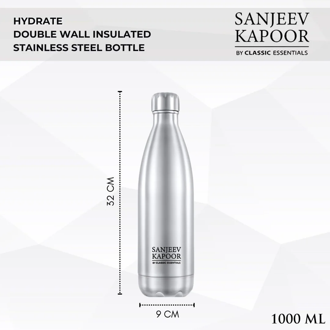 Sanjeev Kapoor Stainless Steel Insulated Water Bottle by Classic Essentials – Double Wall, Leak Proof, Hot & Cold Beverage Bottle image 2
