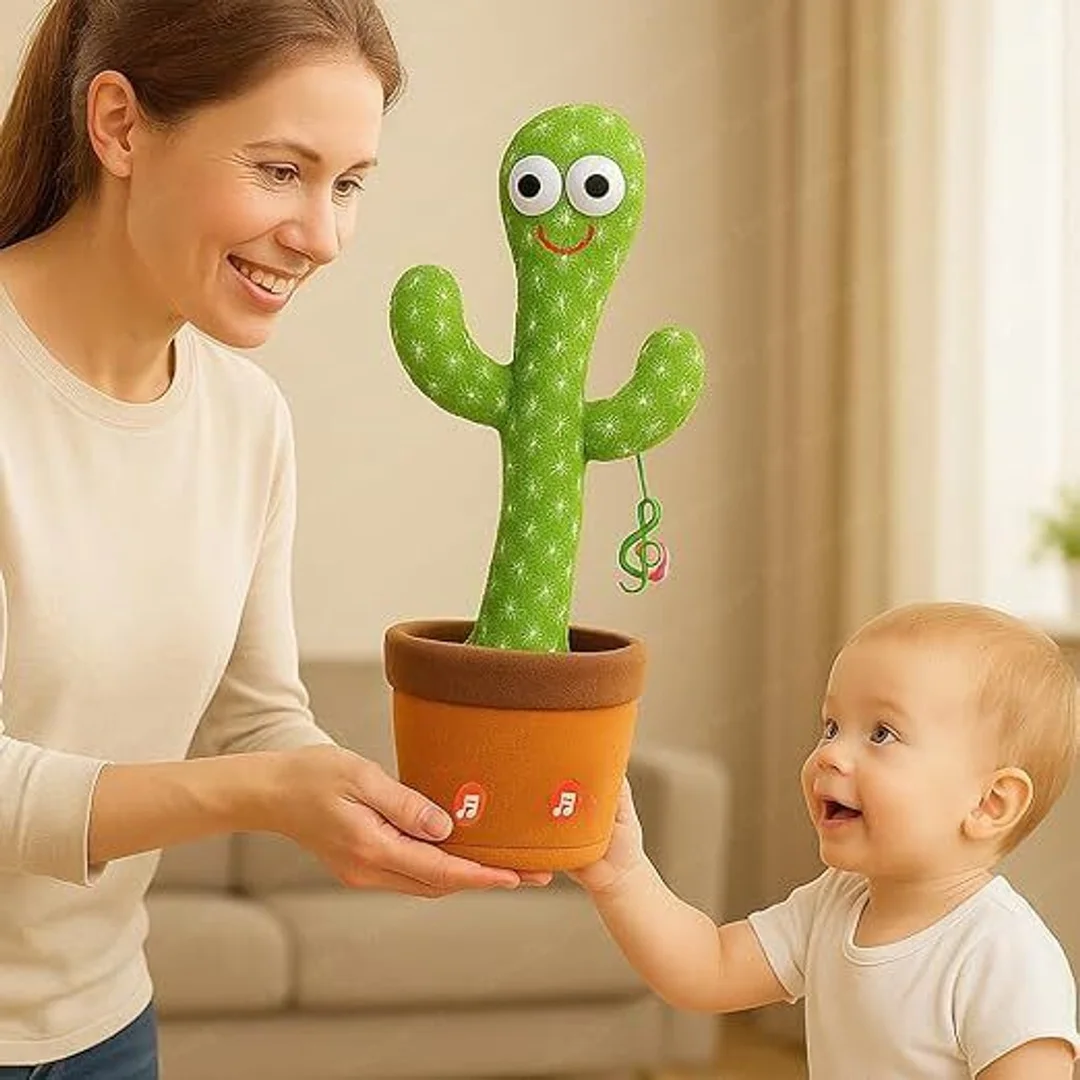 Dancing Cactus Toy for Kids with LED Lights and Music | USB Rechargeable Interactive Singing Plant Plush Gift image 2