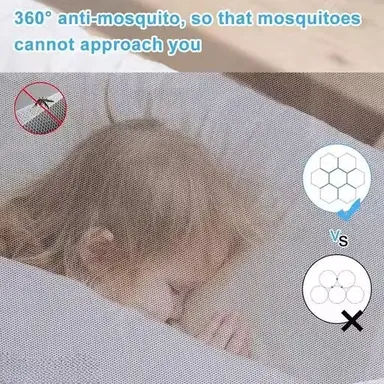 Polyester Adults Washable Double Bed Mosquito Net 6 x 6 ft, Foldable, Portable, Corrosion Resistant, Breathable Bed Net for Adults & Kids Protection Against Insects thumbnail 2