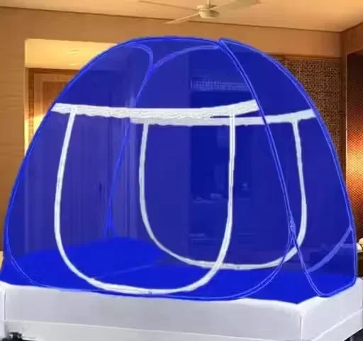 Polyester Adults Washable Double Bed Mosquito Net 6 x 6 ft, Foldable, Portable, Corrosion Resistant, Breathable Bed Net for Adults & Kids Protection Against Insects image 1
