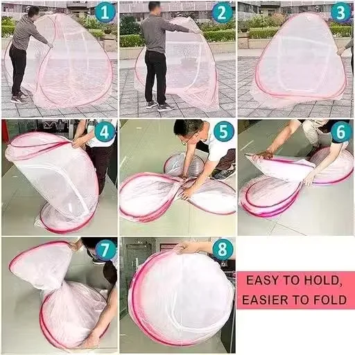 Mosquito Net Double Bed King Size | Blue Colour, Durable Fine Mesh Bed Canopy for Complete Mosquito & Insect Protection| Comfortable Sleep, Easy Pop-Up Setup for Indian Homes image 4
