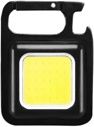 Rechargeable Keychain LED Flashlight Multifunction 800 Lumens COB Portable Emergency Light with USB Charging, Whistle, Screwdriver, Bottle Opener, Lighter & Magnet Base for Camping Outdoor Survival image 1